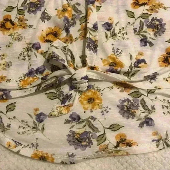 Purple & gold floral tube top & hi-Lo coverup that ties in front. Size medium - Picture 3 of 8